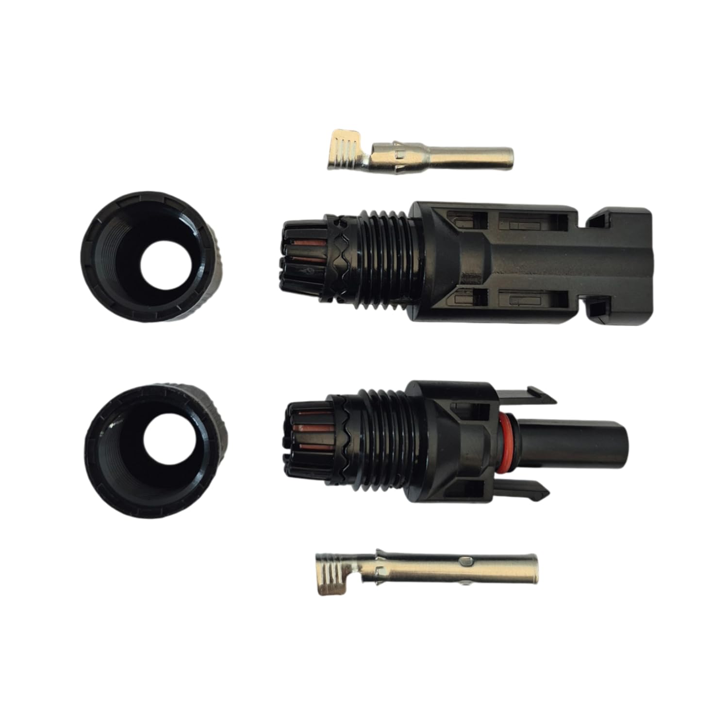 MC4 connector pair, exploded component view